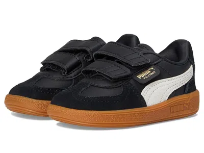 Puma Palermo Hook And Loop (little Kid) Kids Shoes  Black/feather Gray/gum : 1 Little Kid M, Leather