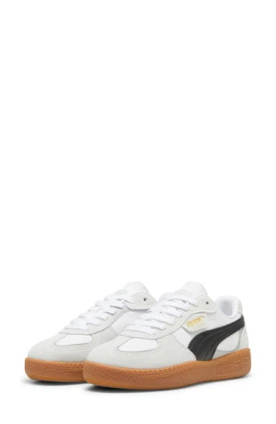 Puma White & Gray Palermo Leather Sneakers In White-vapor Gray-gum
