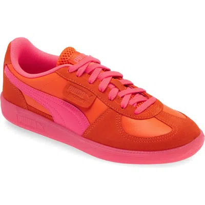 Puma Palermo Leather Sneaker In Flame Flicker-sunset Glow-salmon