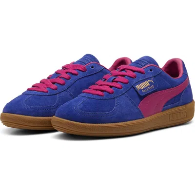 Puma Palermo Leather Sneaker In Lapis Lazuli-magenta Gleam-gum