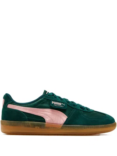 Puma Palermo Satin "green/pink" Sneakers In Multi