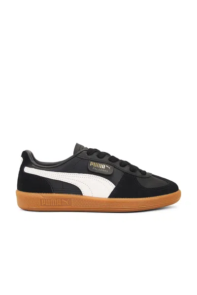 Puma Black & Gray Palermo Leather Sneakers In  Black Feather Grey