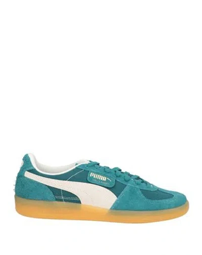 Puma Palermo Vintage Man Sneakers Deep Teal Size 9 Textile Fibers In Multi