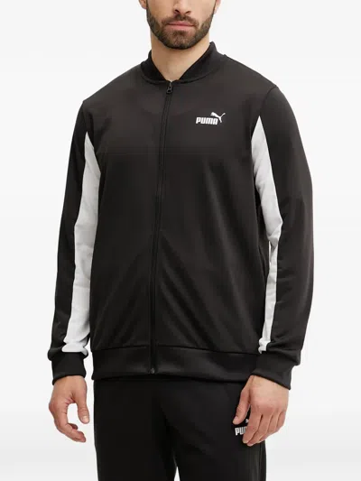 Puma Panelled Zip-up Sweater In Black
