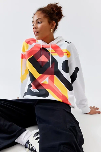 Puma Paris Pullover Hoodie Sweatshirt In White, Women's At Urban Outfitters