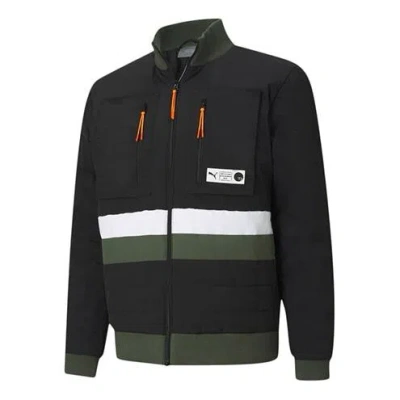 Puma Parquet Quilted Puffer Basketball Winter Jacket 'black Green'