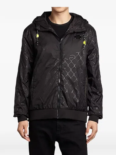 Puma Patterned Hooded Jacket In Black