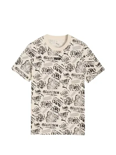 Puma Mid 90s Big Kids' Patterned T-shirt In Blue