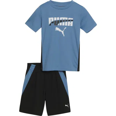 Puma Babies'  Performance T-shirt & Shorts 2-piece Set In Light Blue