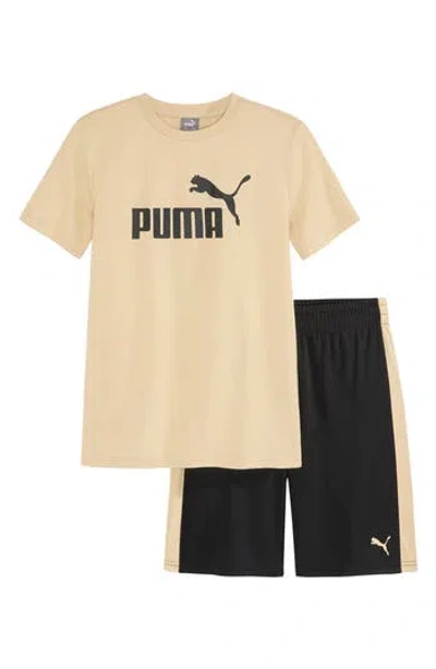 Puma Babies'  Performance T-shirt & Shorts 2-piece Set In Sand