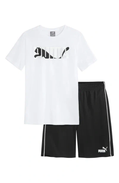 Puma Babies'  Performance T-shirt & Shorts 2-piece Set In White Traditional