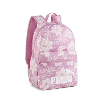 Puma Phase Printed Backpack In Mauved Out-floral Aop