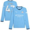Puma Phil Foden Light Blue Manchester City 2024/25 Home Replica Long Sleeve Player Jersey In Blue