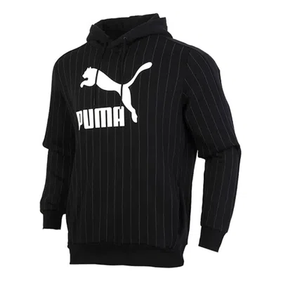 Puma Pinstripe Aop Pullover Hoodie 'black'