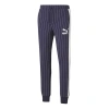 Puma Pinstripe Casual Fleece Lined Long Pants Blue In White