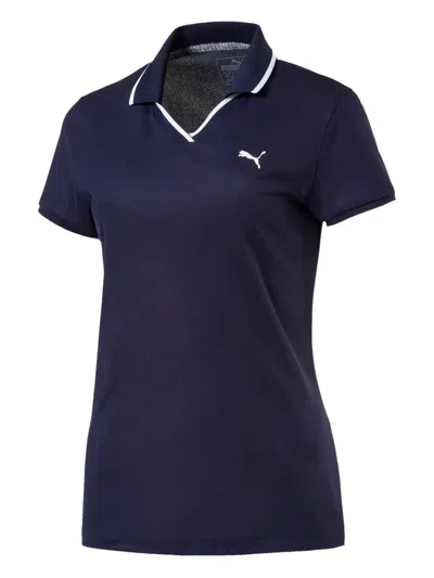 Puma Pique Polo-collar Top In Blue