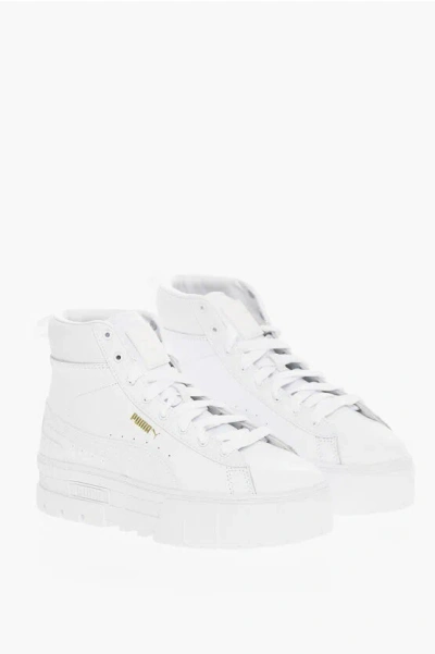 Puma Platform Sole Mayze Mid High-top Sneakers In White