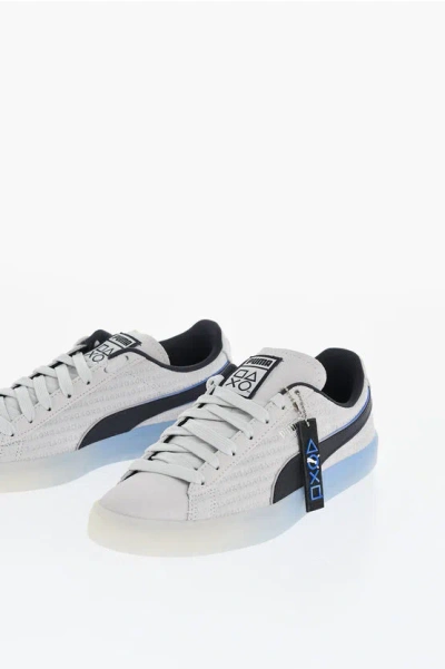 Puma Playstation Suede Low Top Sneakers With All-over Logo