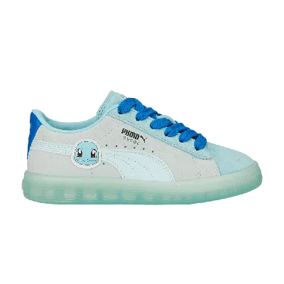 Pre-owned Puma Pokémon X Suede Little Kid 'squirtle' In Blue