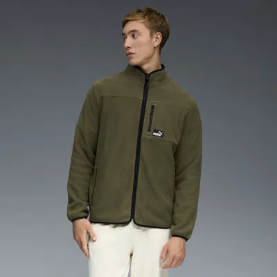 Puma Polar Fleece Color Blocked Jacket Men In Green