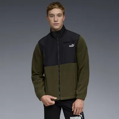Puma Polar Fleece Jacket W/ Woven Men In Green