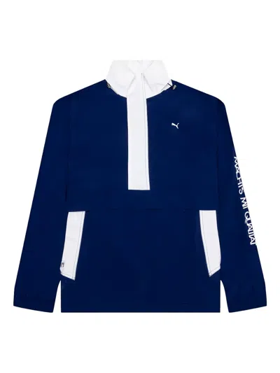 Puma Pop Over Panelled Polo Shirt In Blue