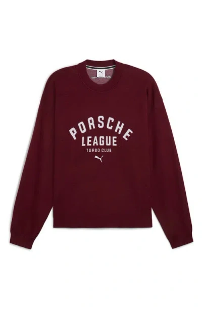 Puma Porsche League Cotton Blend Crewneck Sweater In Red