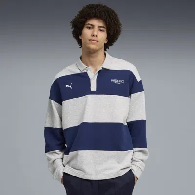 Puma Porsche Legacy Lifestyle Crew Striped Knit Top In Blue