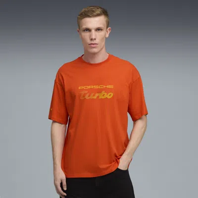 Puma Porsche Legacy Motorsport Essentials Men's Oversized T-shirt In Orange