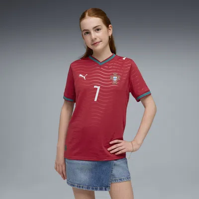Puma Portugal 2026 Home Ronaldo Big Kids' Soccer Jersey In Red