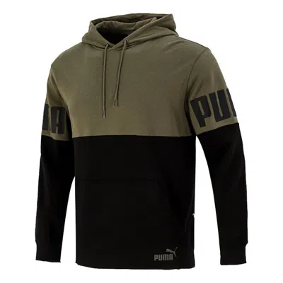 Puma Power Colorbloc Jumper Hoodie 'green' In Multi