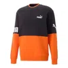 Puma Power Colorblock Crew Long Tee 'orange' In Multi