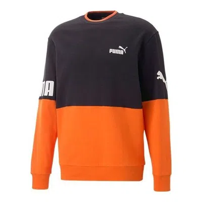 Puma Power Colorblock Crew Long Tee 'orange' In Multi