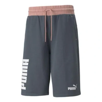 Puma Power Colourblocked Shorts 'grey' In Blue