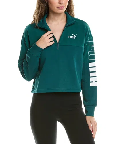 Puma Power Cropped Pullover In Green