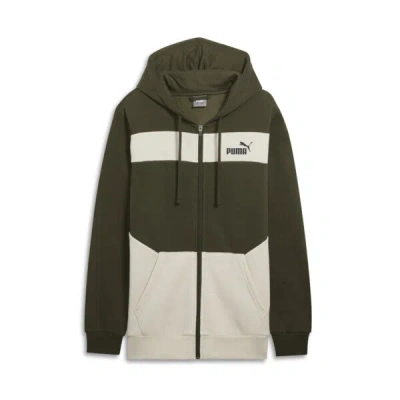 Puma Power Men's Colorblock Hoodie In Dark Olive