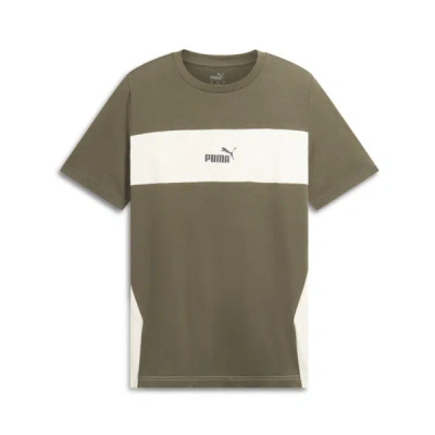 Puma Power Men's Colorblock T-shirt In Dark Olive