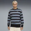 Puma Premium Ess Stripe Crew Unisex In Blue