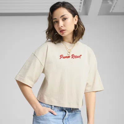 Puma Premium Essentials Women's Oversized Graphic T-shirt In White
