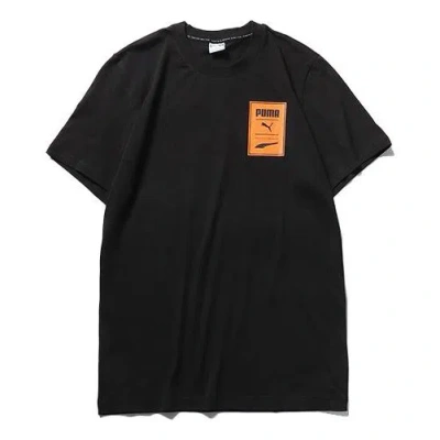 Puma Printed Logo Short Sleeve Tee Black