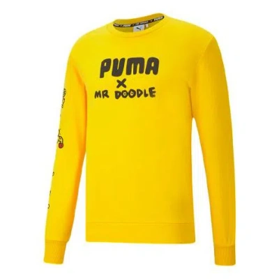 Puma Printing Round Neck Sports Knit Pullover Yellow
