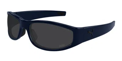 Puma Pu0483s Polarized 005 Men's Sunglasses Blue Size 65