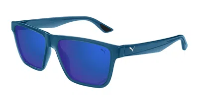 Puma Pu0484s Polarized 004 Men's Sunglasses Blue Size 57