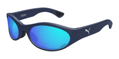 Puma Pu0520s 004 Men's Sunglasses Blue Size 61 - Free Rx Lenses  - Free Rx Lenses