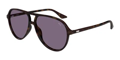 Puma Pu0523s 003 Men's Sunglasses Tortoiseshell Size 58 - Free Rx Lenses  - Free Rx Lenses In Brown