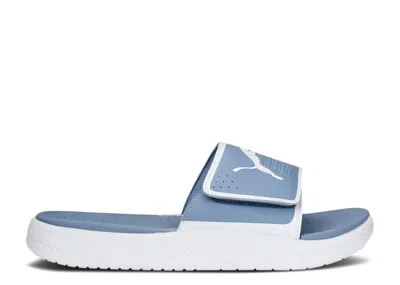 Puma Softride Slide 'filtered Ash White' In Blue