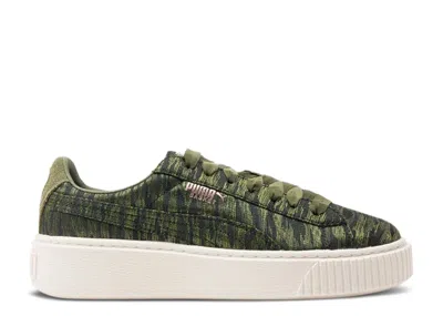 Puma Wmns Basket Platform 'velvet Rope - Olive Night' In Green