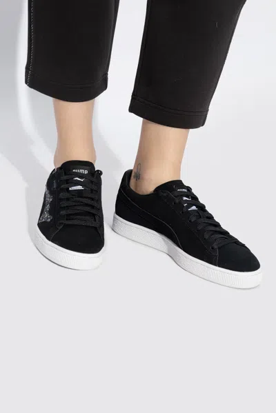 Puma Swarovski Crystal-embellishment Suede Sneakers In Black