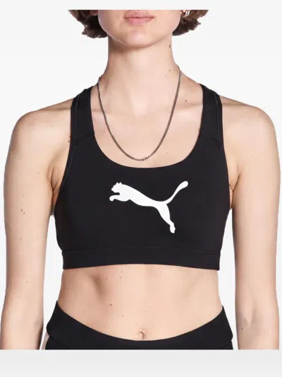 Puma Pwrshape Forever Logo Sports Bra In Black