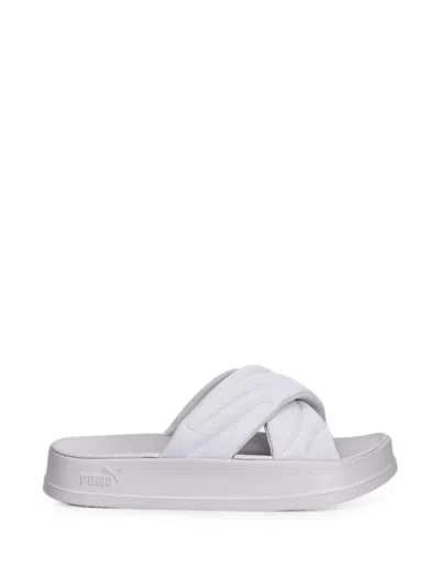Puma Quilted Crossover-strap Slides In White
